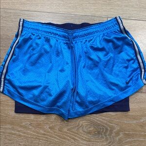 Nike Bright Blue Mesh Running Shorts with Navy Layer